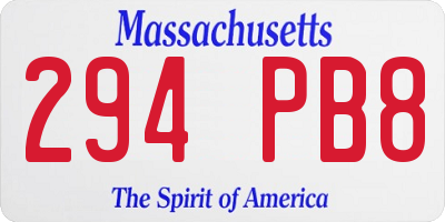 MA license plate 294PB8