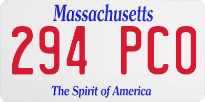 MA license plate 294PC0