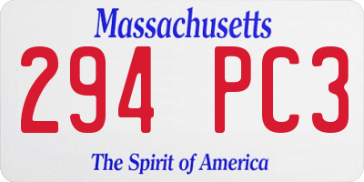 MA license plate 294PC3