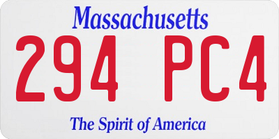 MA license plate 294PC4