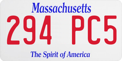 MA license plate 294PC5