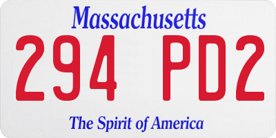 MA license plate 294PD2