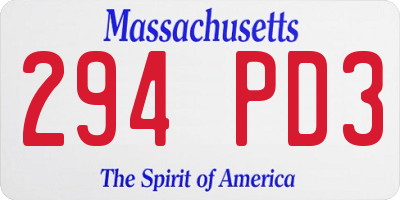 MA license plate 294PD3