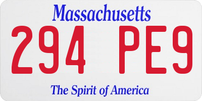 MA license plate 294PE9