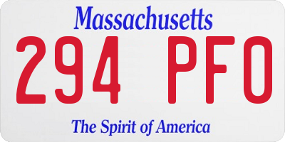 MA license plate 294PF0