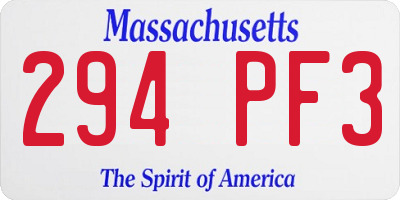 MA license plate 294PF3