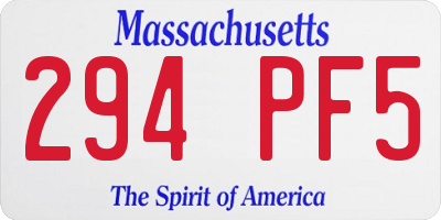 MA license plate 294PF5