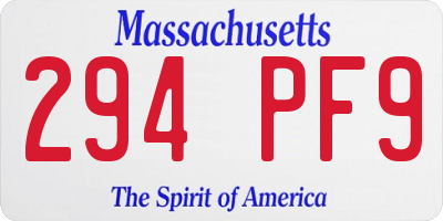 MA license plate 294PF9