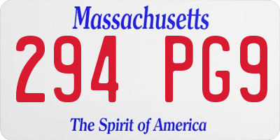 MA license plate 294PG9