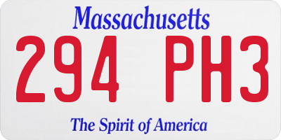 MA license plate 294PH3