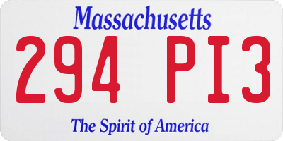 MA license plate 294PI3