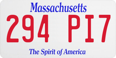 MA license plate 294PI7