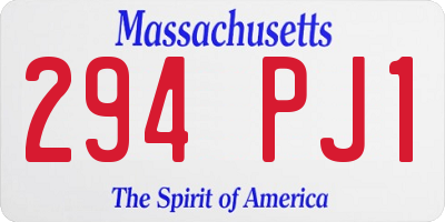 MA license plate 294PJ1