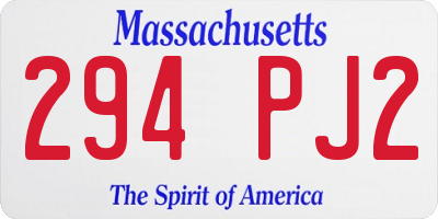 MA license plate 294PJ2