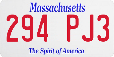 MA license plate 294PJ3
