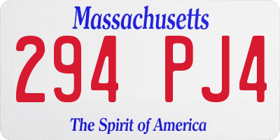 MA license plate 294PJ4