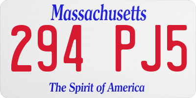 MA license plate 294PJ5