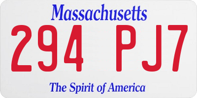 MA license plate 294PJ7