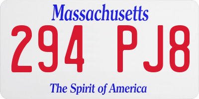 MA license plate 294PJ8
