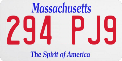 MA license plate 294PJ9