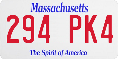 MA license plate 294PK4