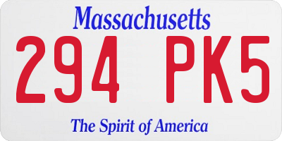 MA license plate 294PK5