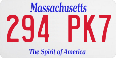 MA license plate 294PK7