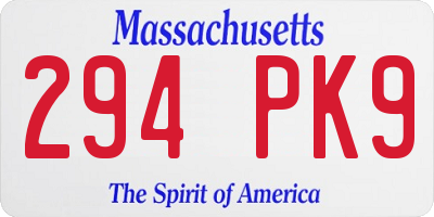 MA license plate 294PK9
