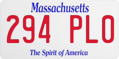 MA license plate 294PL0
