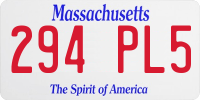 MA license plate 294PL5