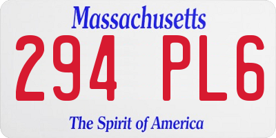 MA license plate 294PL6