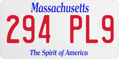 MA license plate 294PL9