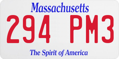 MA license plate 294PM3