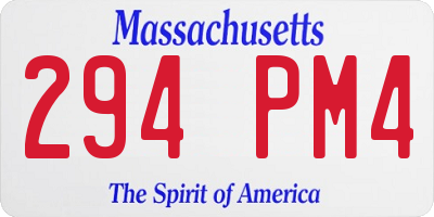 MA license plate 294PM4