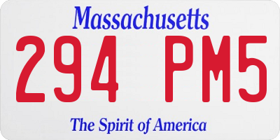 MA license plate 294PM5