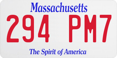 MA license plate 294PM7