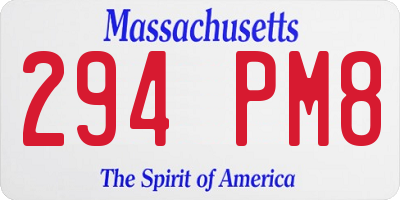 MA license plate 294PM8