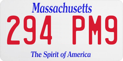 MA license plate 294PM9