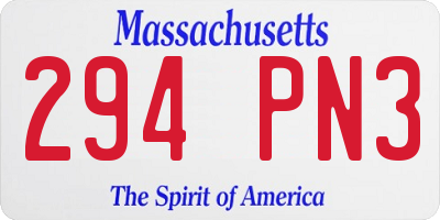 MA license plate 294PN3
