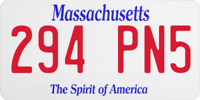 MA license plate 294PN5