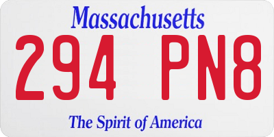 MA license plate 294PN8