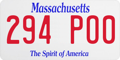 MA license plate 294PO0