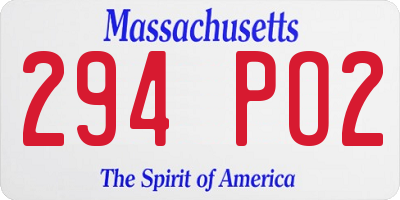 MA license plate 294PO2