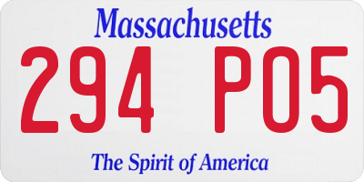 MA license plate 294PO5