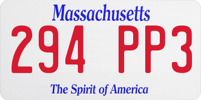 MA license plate 294PP3