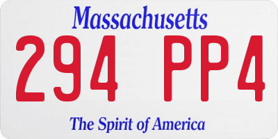 MA license plate 294PP4