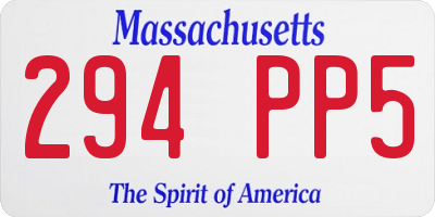 MA license plate 294PP5