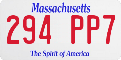 MA license plate 294PP7