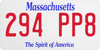 MA license plate 294PP8
