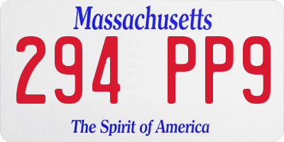MA license plate 294PP9
